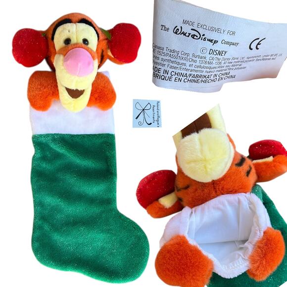 Disney Winnie the Pooh Tigger Earmuffs Plush Head Metallic Shimmer Stocking - Picture 1 of 4